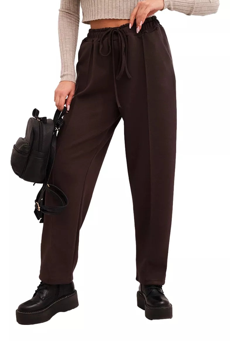 Moteriškos rudos spalvos kelnės Ador