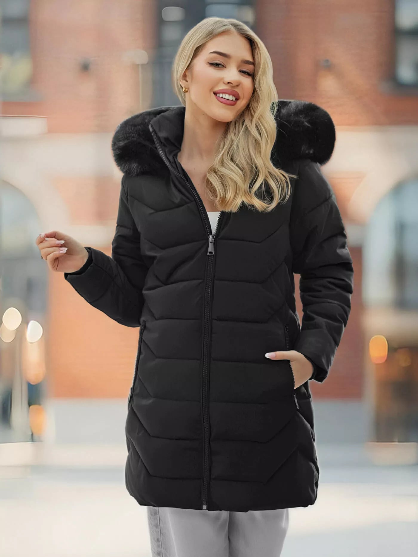 Juoda moteriška žieminė striukė Tamira