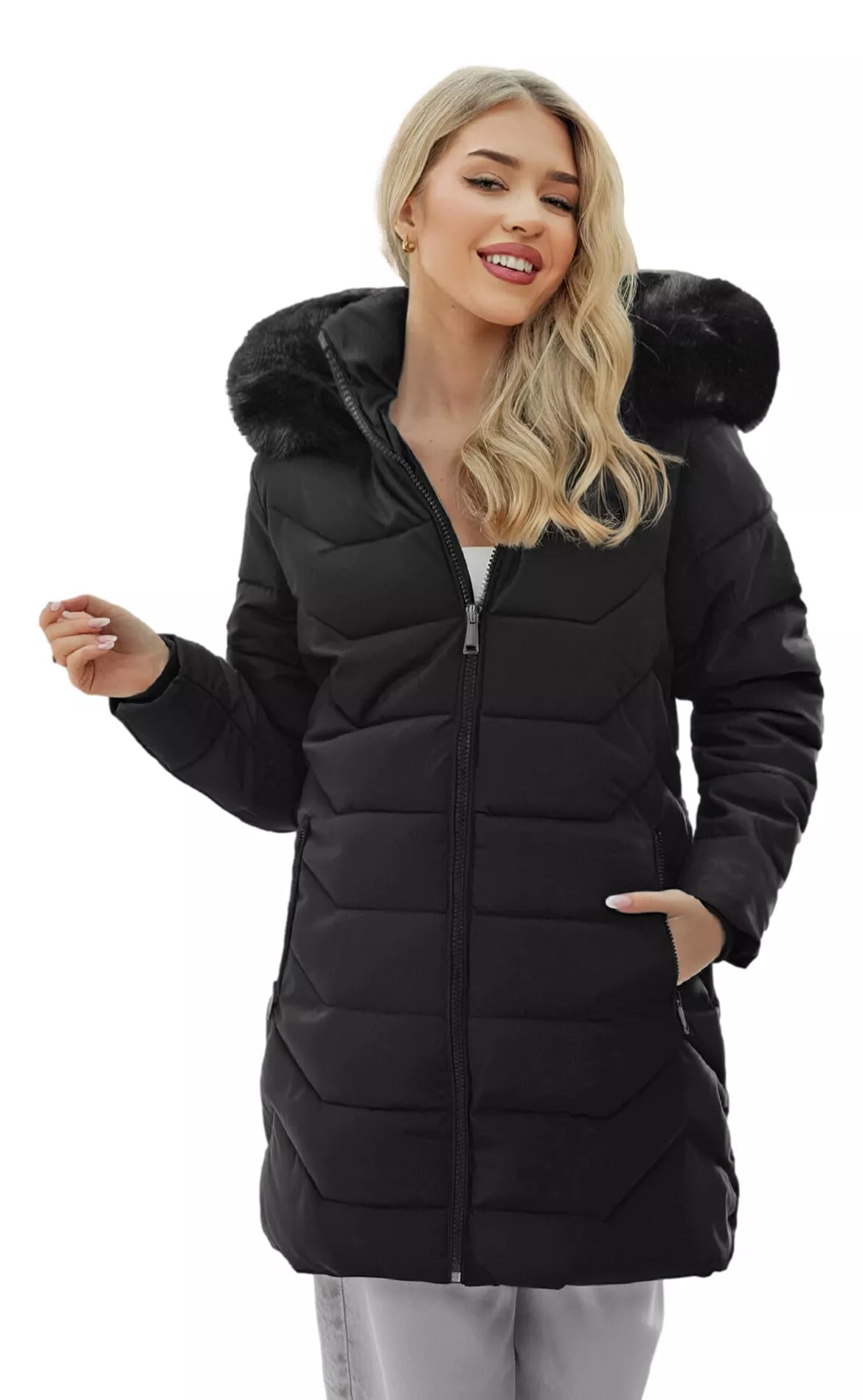 Juoda moteriška žieminė striukė Tamira