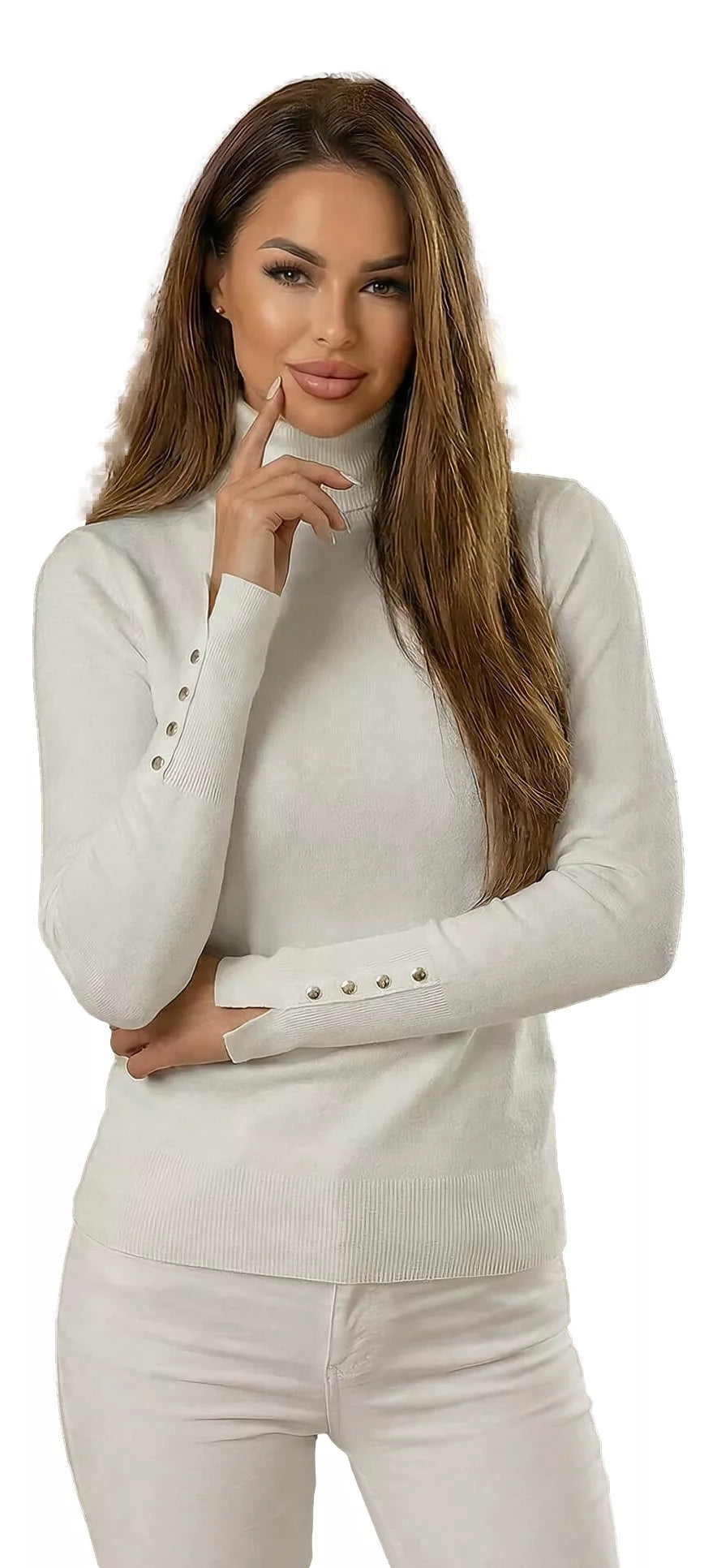 Moteriškas šviesiai rudas megztinis su golfu Vestin