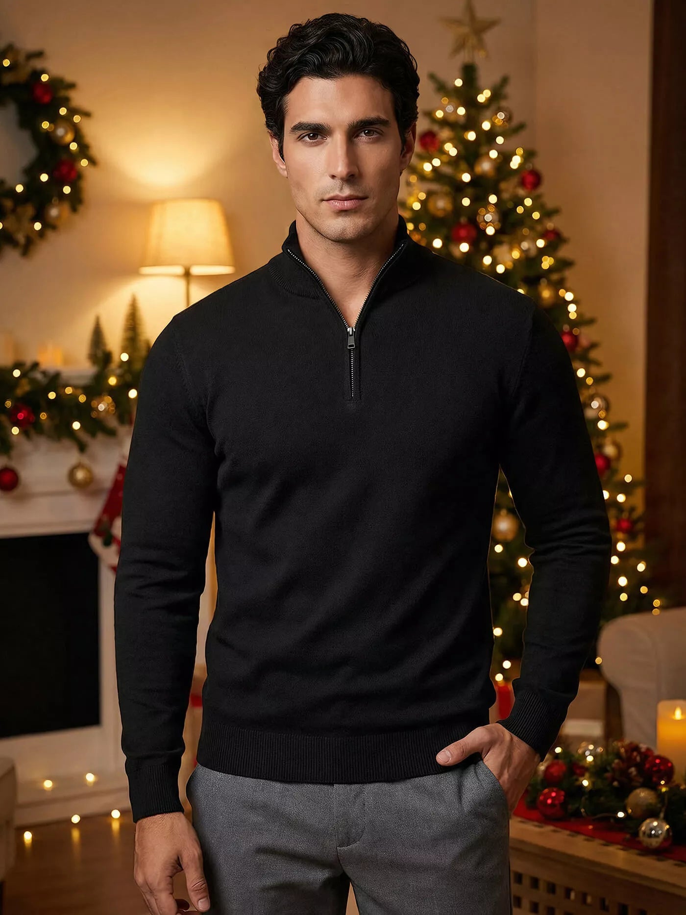 Juodas vyriškas megztinis Makar