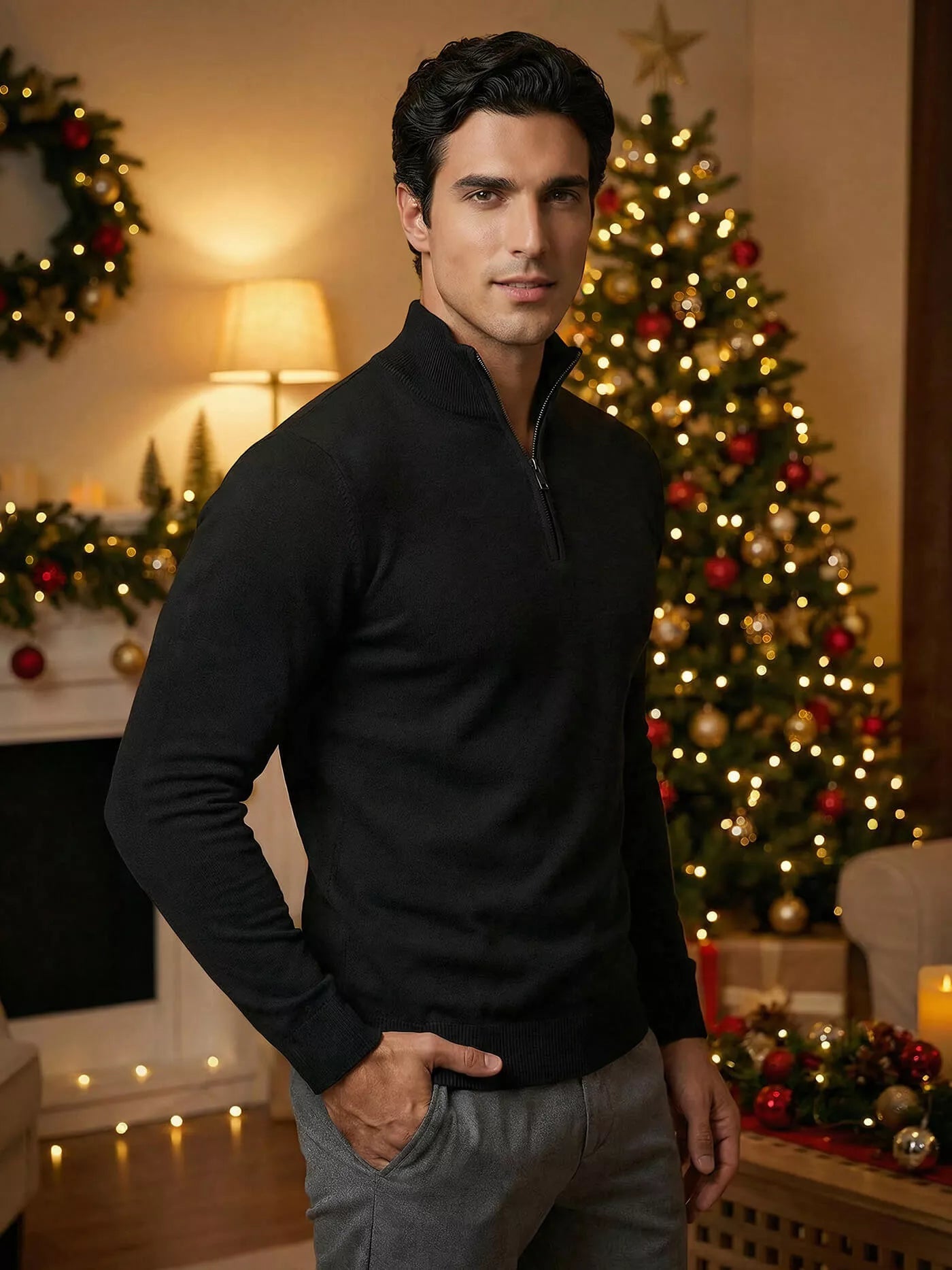 Juodas vyriškas megztinis Makar