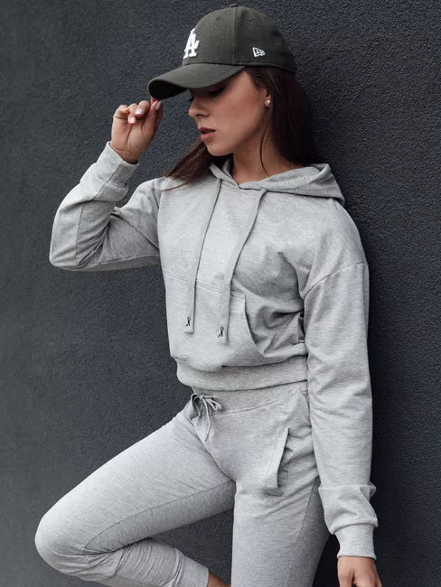 Moteriškas pilkas džemperis su gobtuvu Trend