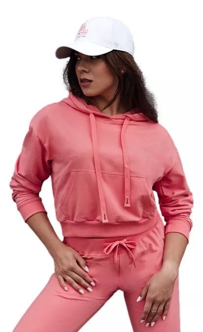 Moteriškas rožinės spalvos džemperis su gobtuvu Trend