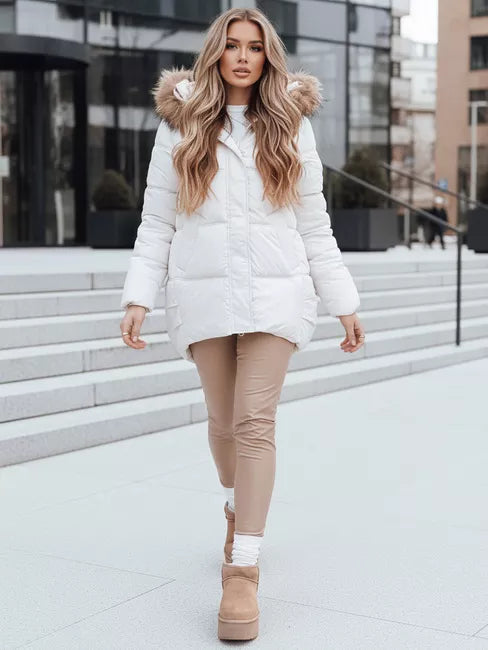 Moteriška žieminė balta striukė Luckry