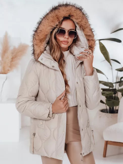 Moteriška šviesiai rusva žieminė striukė Lumor