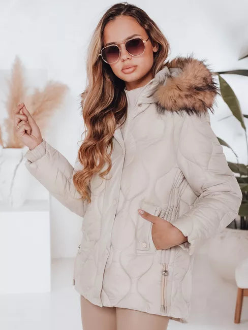 Moteriška šviesiai rusva žieminė striukė Lumor