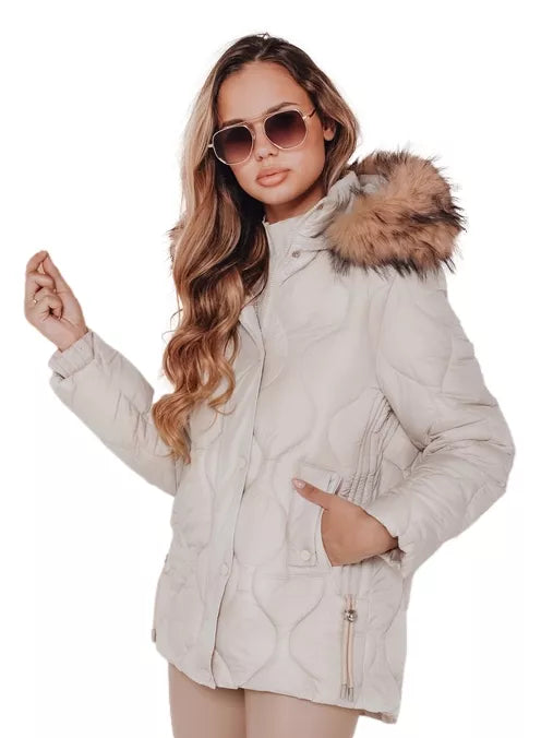 Moteriška šviesiai rusva žieminė striukė Lumor