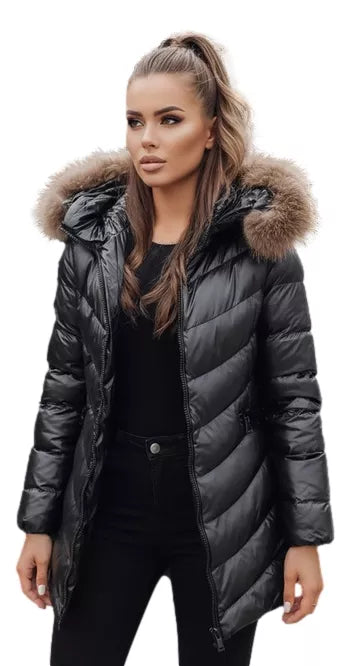 Moteriška žieminė juoda striukė Premium