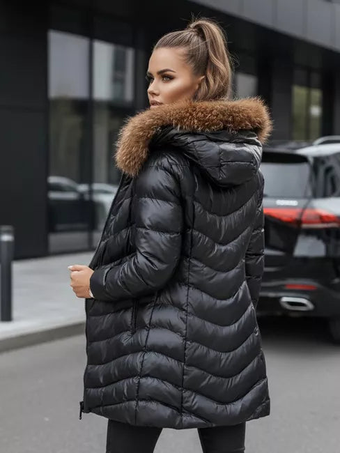 Moteriška žieminė juoda striukė Premium