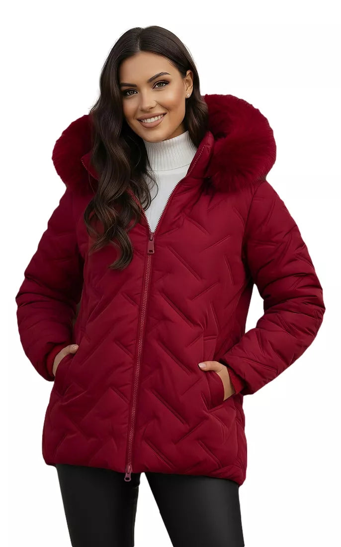 Moteriška bordo žieminė striukė su gobtuvu Levi
