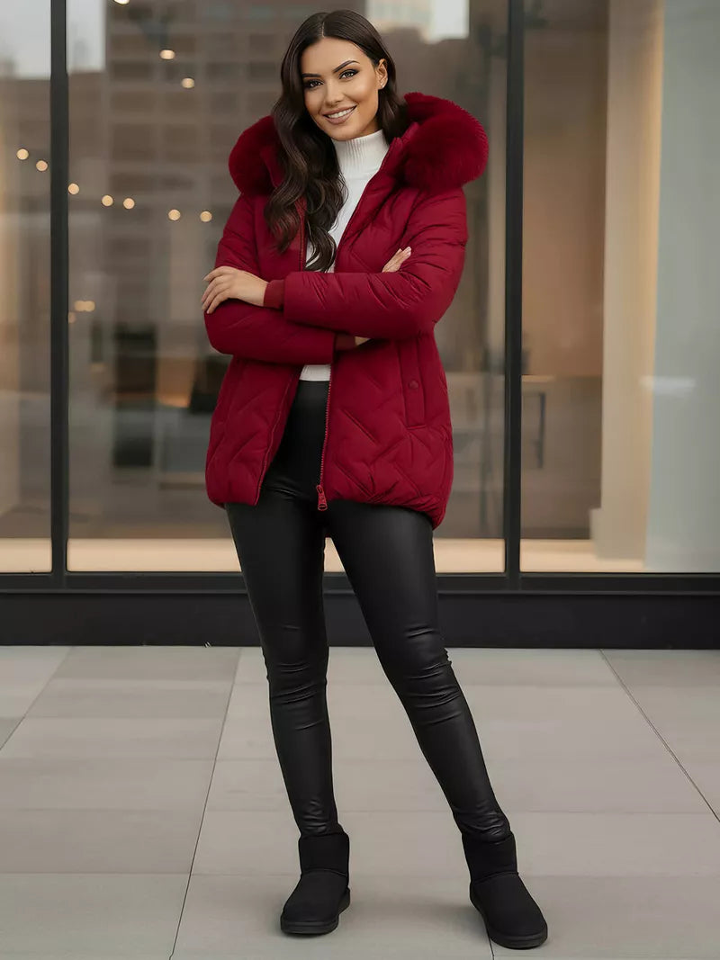 Moteriška bordo žieminė striukė su gobtuvu Levi