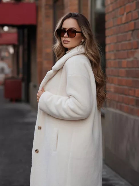 Moteriškas ilgas rusvas žieminis paltas Fabio