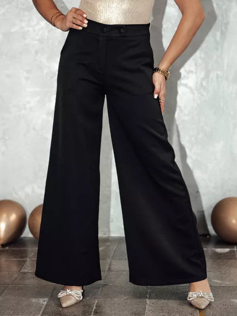 Moteriškos juodos plačios kelnės Elegant
