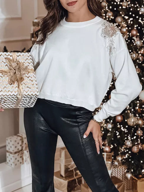 Moteriškas baltas megztinos su dekoracijomis Aurora