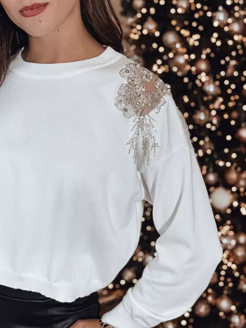 Moteriškas baltas megztinos su dekoracijomis Aurora