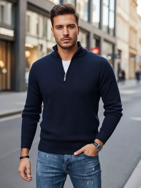 Vyriškas tamsiai mėlynas megztinis Monar