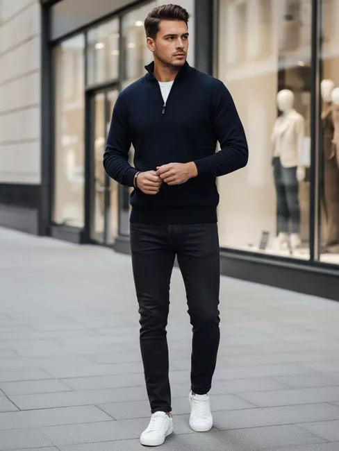 Vyriškas tamsiai mėlynas megztinis Monar