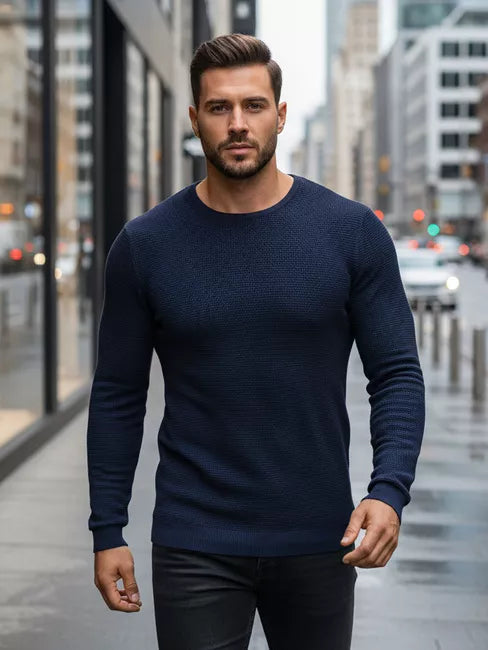 Vyriškas tamsiai mėlynas megztinis Spike