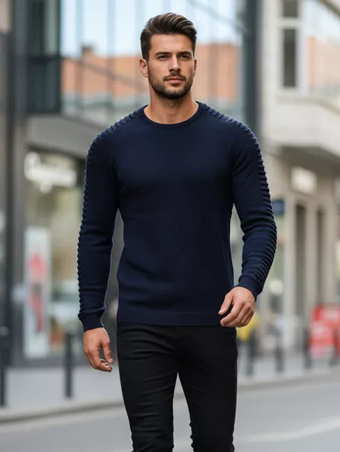 Vyriškas tamsiai mėlynas megztinis Nelson