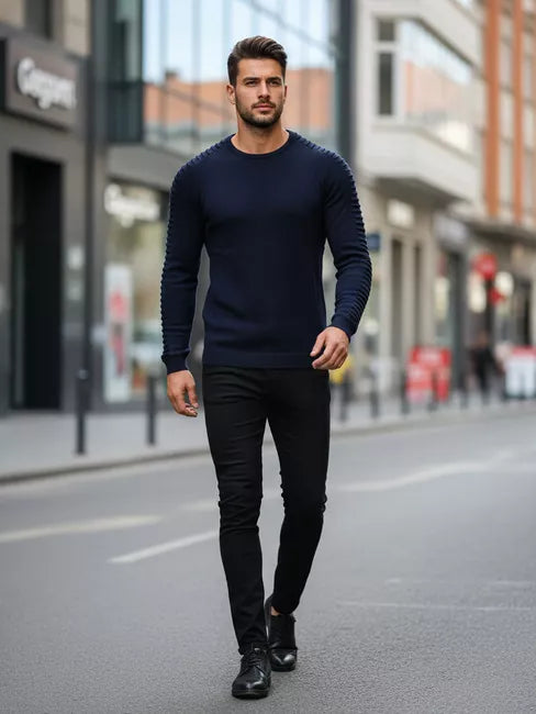 Vyriškas tamsiai mėlynas megztinis Nelson