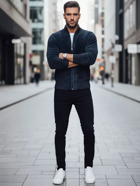 Vyrškas tamsiai mėlynas megztinis Andri