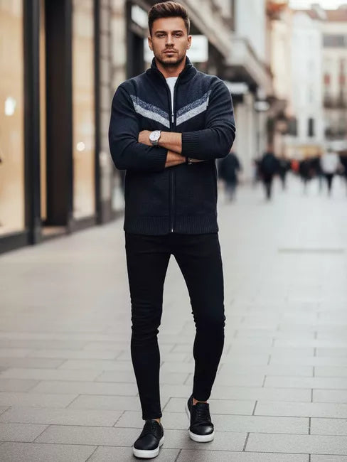 Vyriškas tamsiai mėlynas megztinis Garner