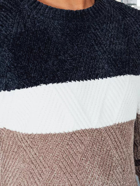 Vyriškas tamsiai mėlynas ir rusvas megztinis Epic