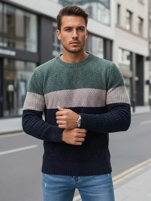 Vyriškas chaki ir tamsiai mėlynas megztinis Epic