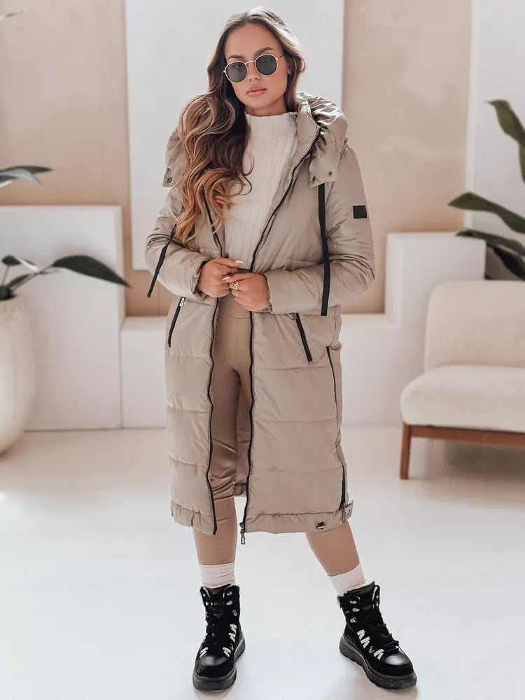 Moteriška ilga rusvos spalvos striukė Orvit