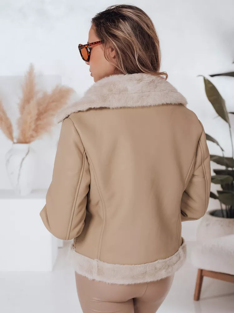 Moteriška rusva odinė striukė su kailiu Monim