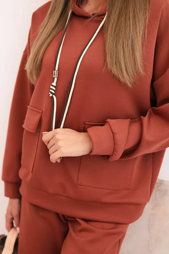 Moteriškas šviesiai rudas laisvalaikio komplektas Nela