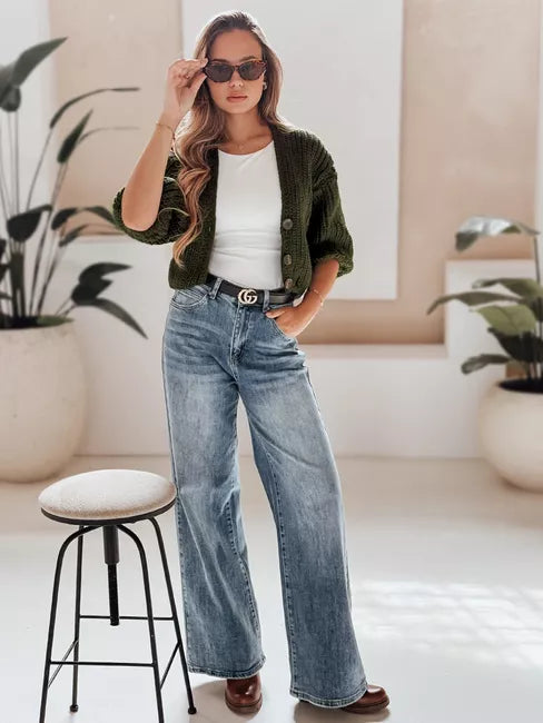 Moteriškas tamsiai žalias megztinis Lorel