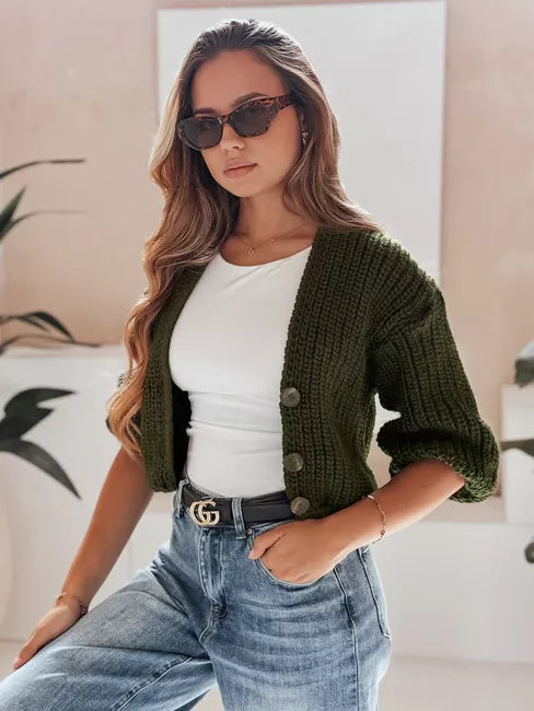 Moteriškas tamsiai žalias megztinis Lorel