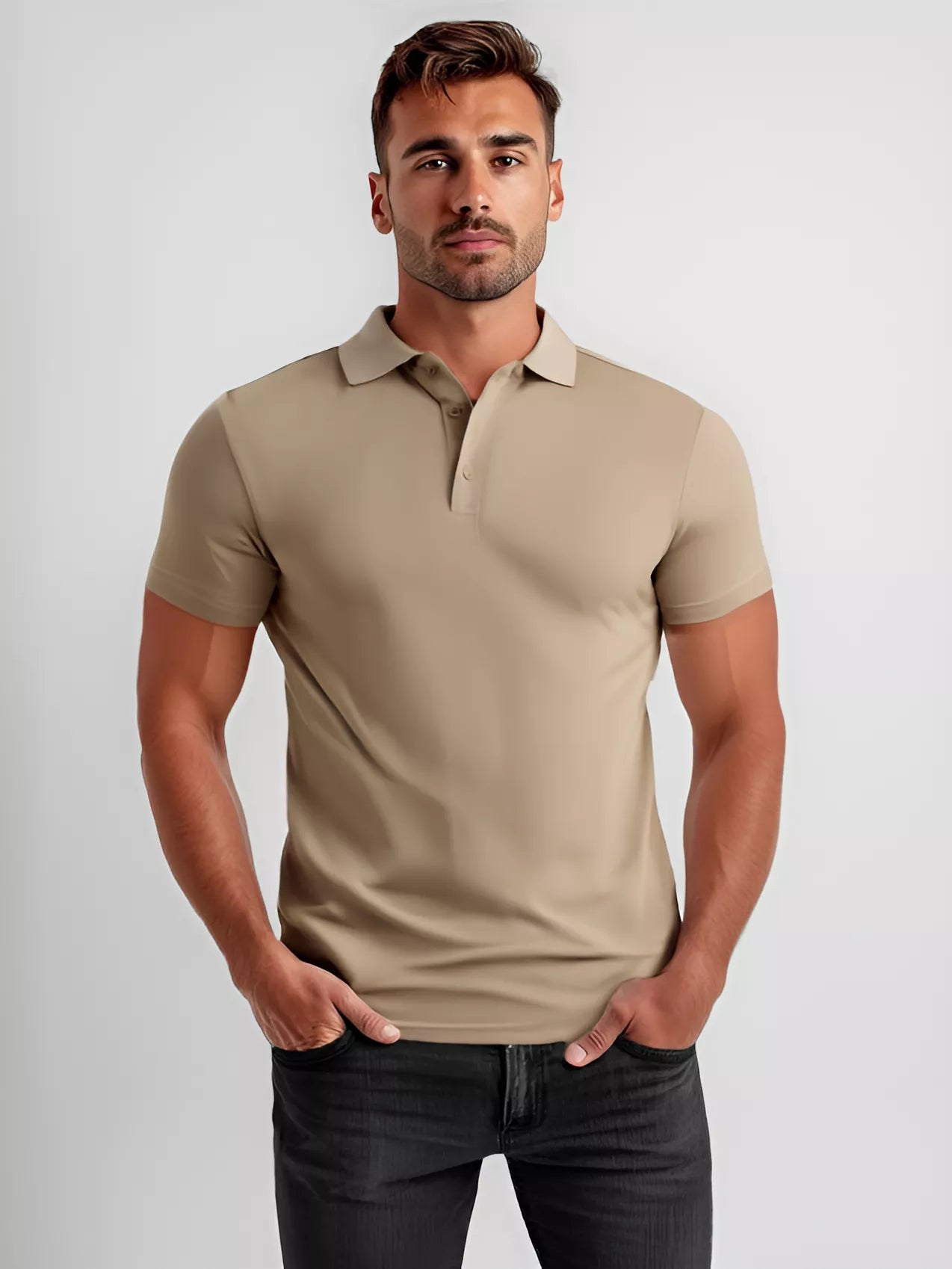 Vyriški rudi polo marškinėliai Casual
