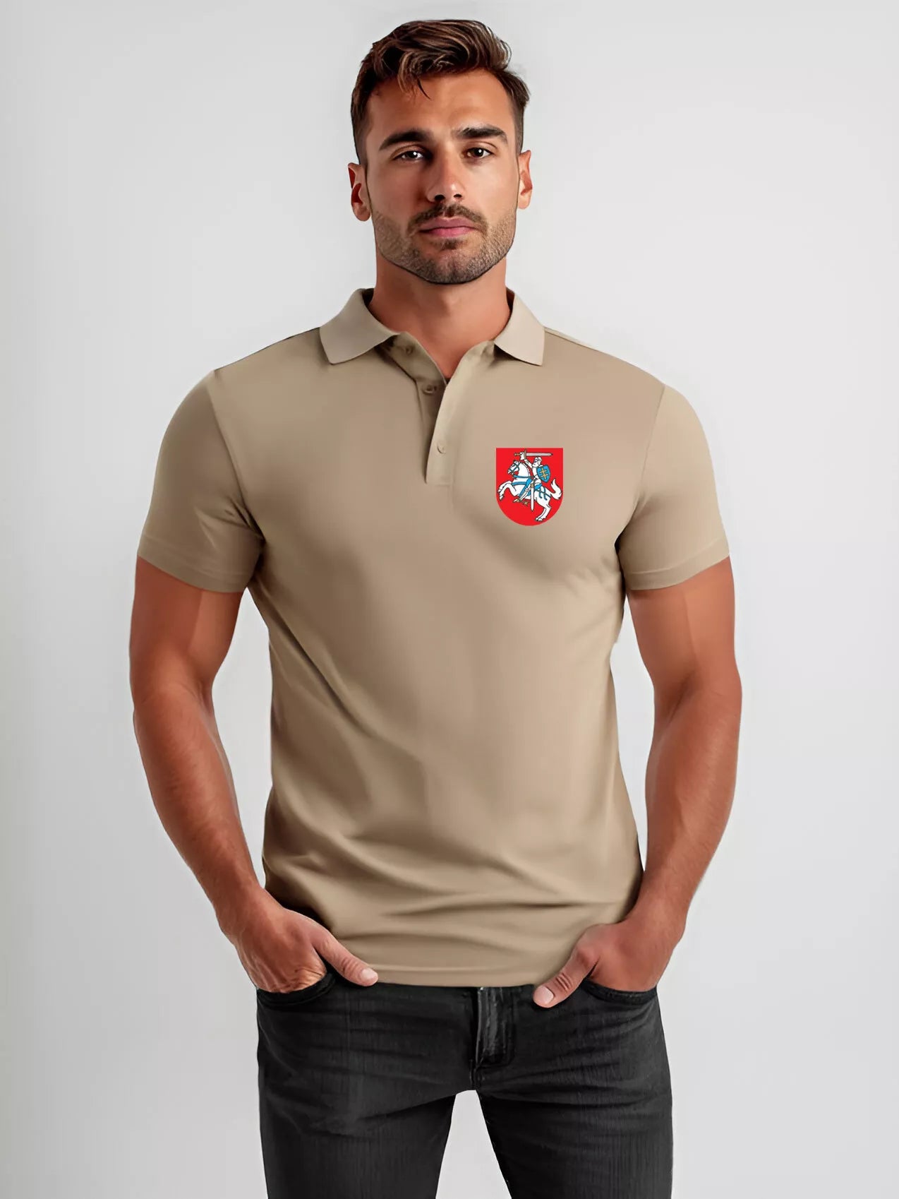 Vyriški rudi polo marškinėliai Herbas