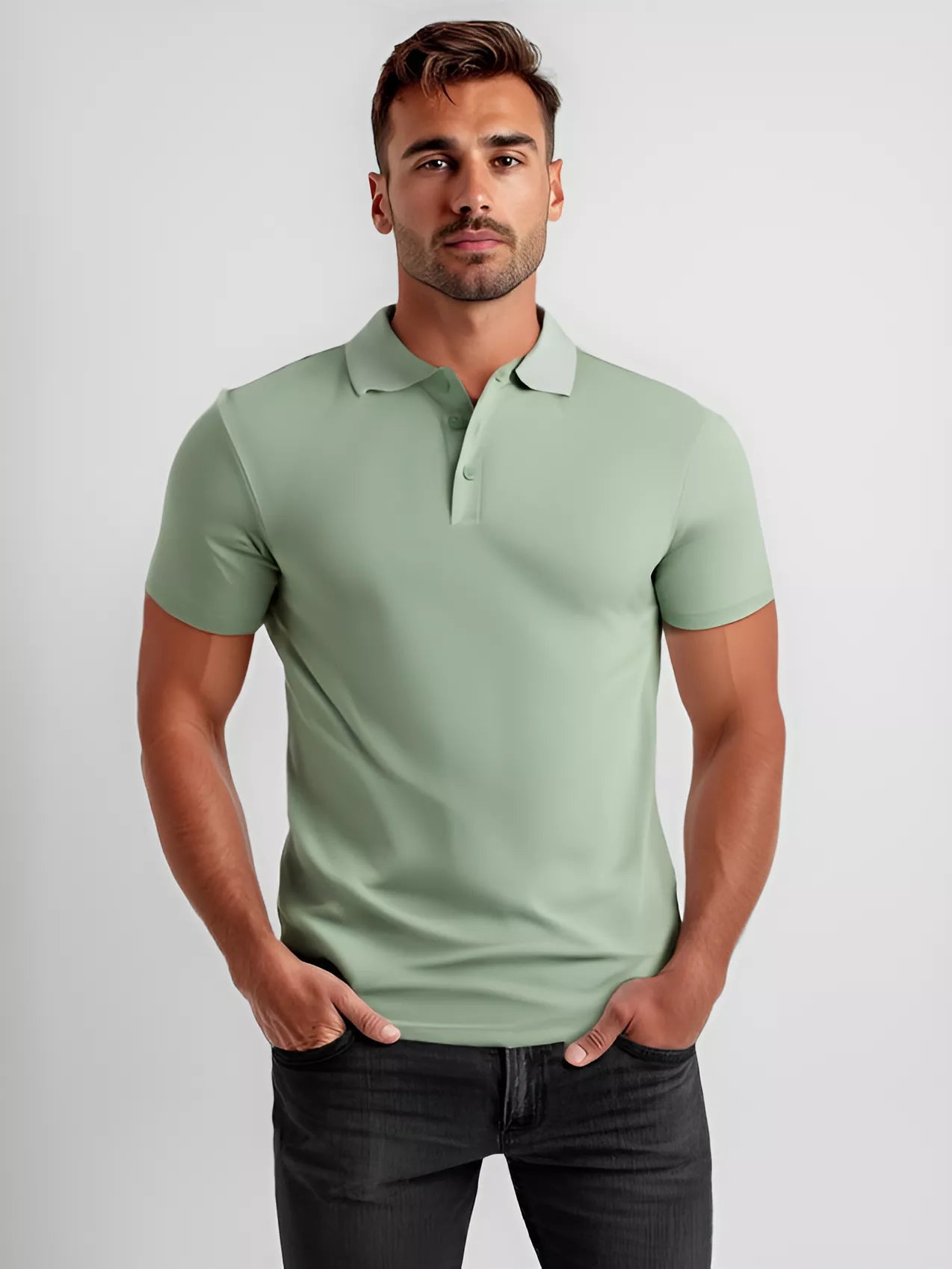 Vyriški mėtiniai polo marškinėliai Casual