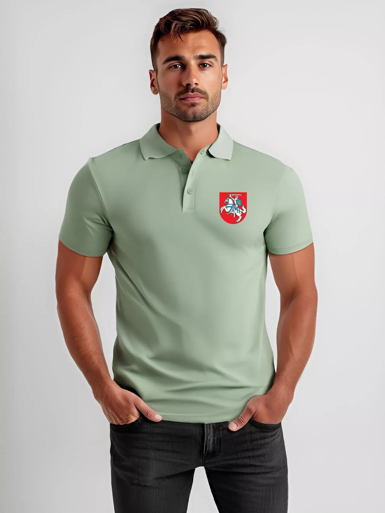 Vyriški mėtiniai polo marškinėliai Herbas