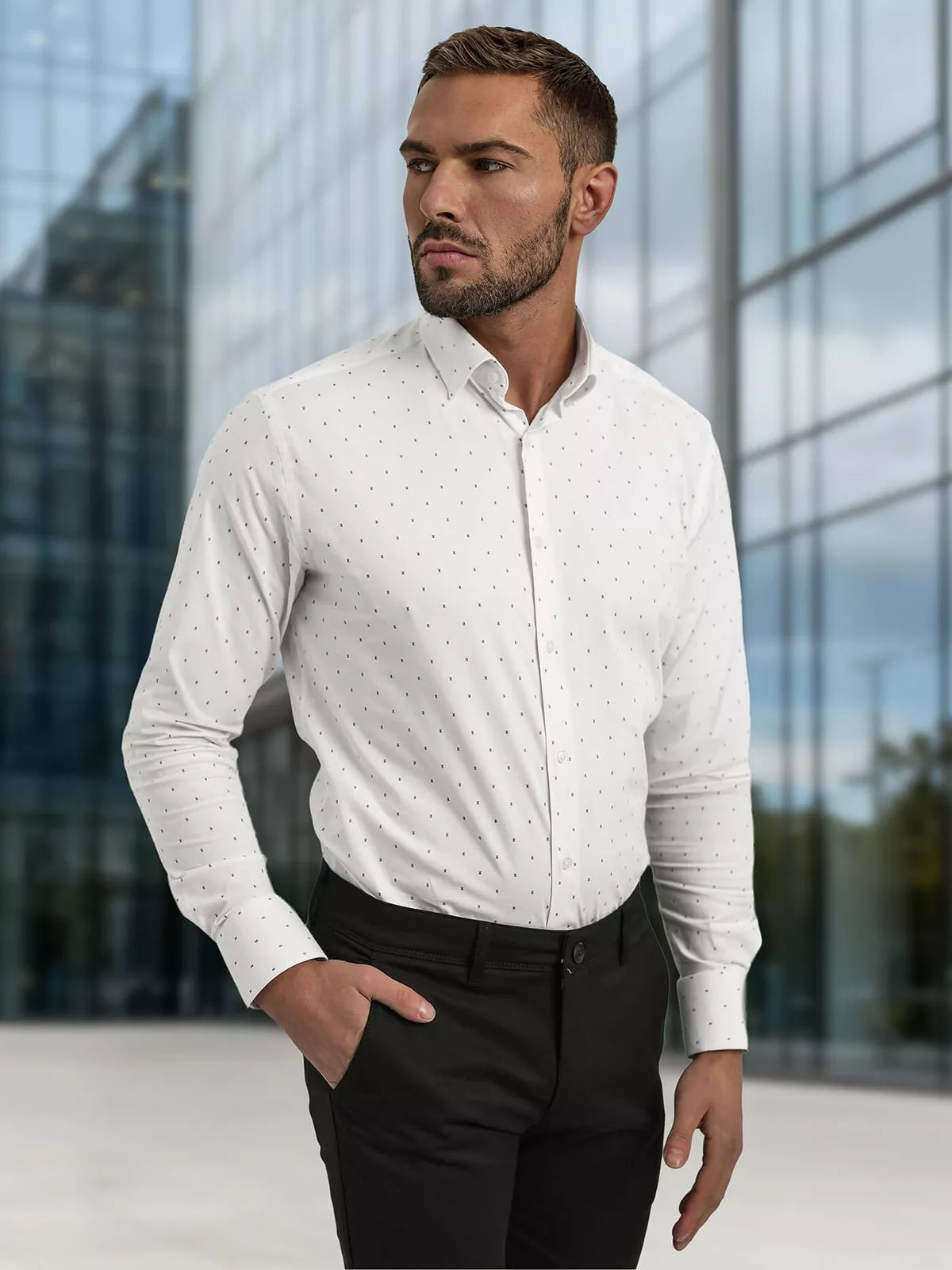 Vyriški baltos spalvos marškiniai Royal