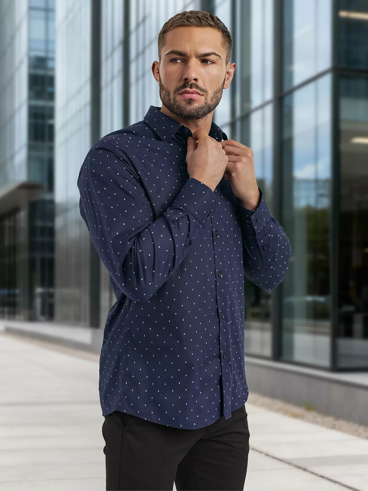 Vyriški tamsiai mėlyni marškiniai Royal