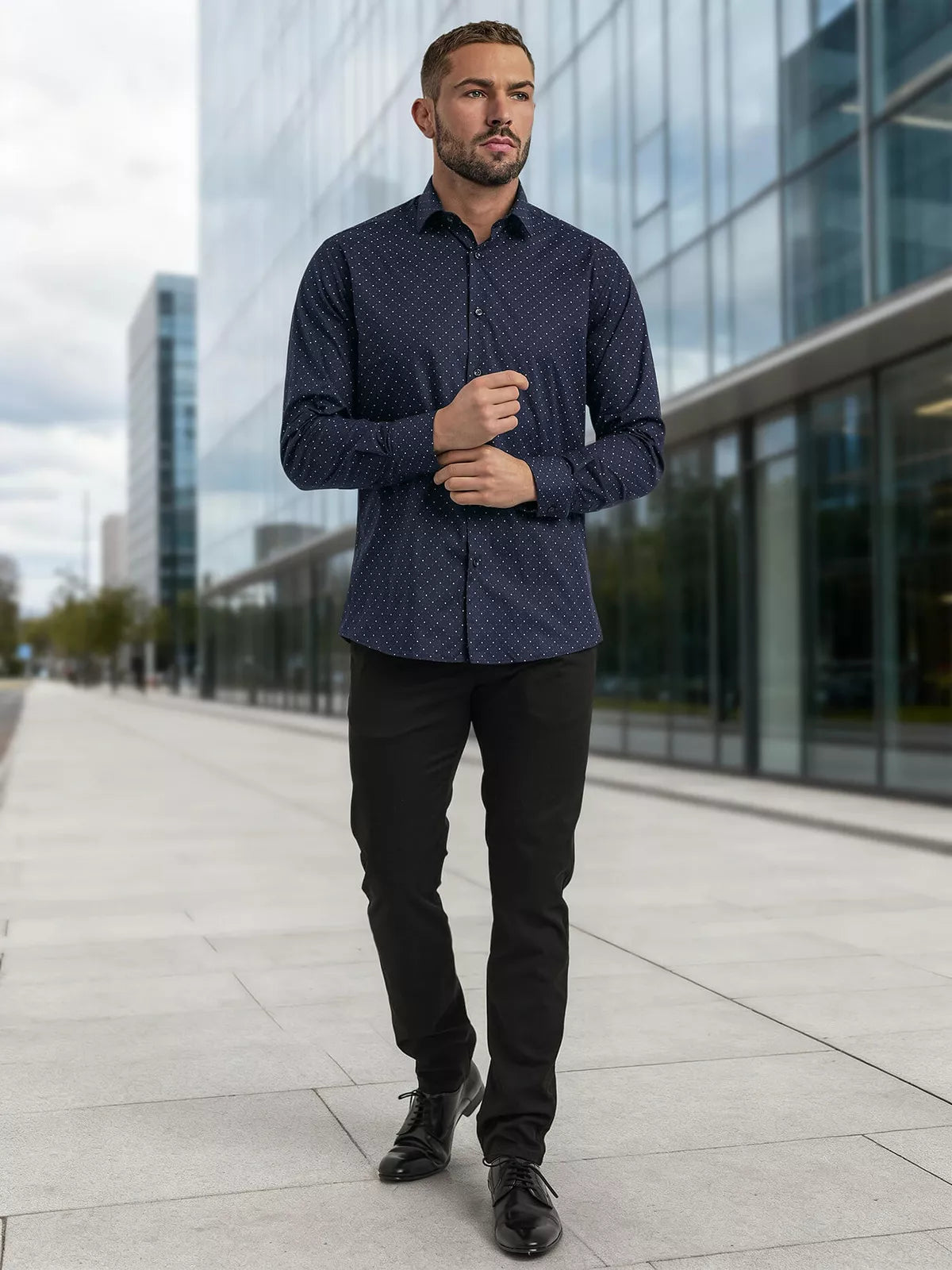 Vyriški tamsiai mėlyni marškiniai Royal