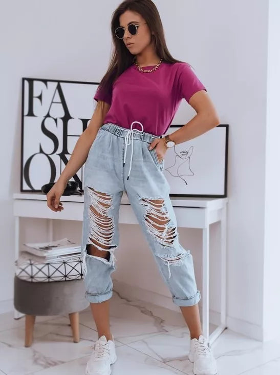 Moteriški tamsiai rožinės spalvos marškinėliai Mayla