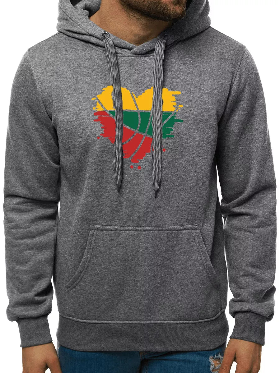 Vyriškas tamsiai pilkos spalvos džemperis su gobtuvu LTU