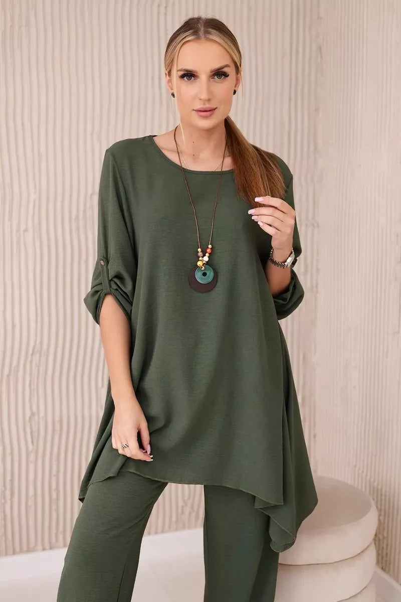 Moteriškas chaki spalvos komplektas Elis