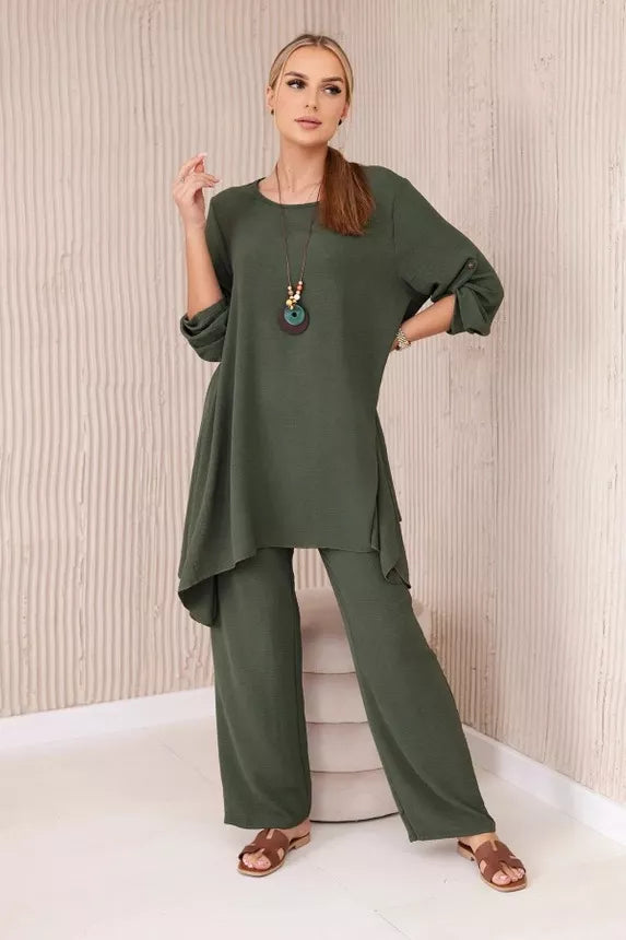 Moteriškas chaki spalvos komplektas Elis