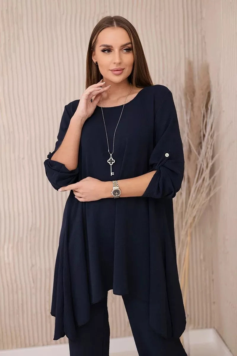 Moteriškas tamsiai mėlynos spalvos komplektas Elis