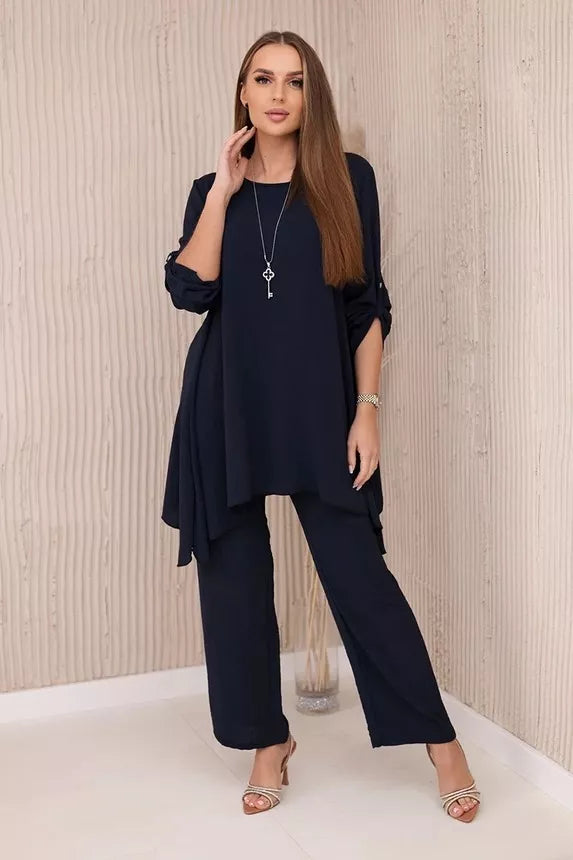 Moteriškas tamsiai mėlynos spalvos komplektas Elis