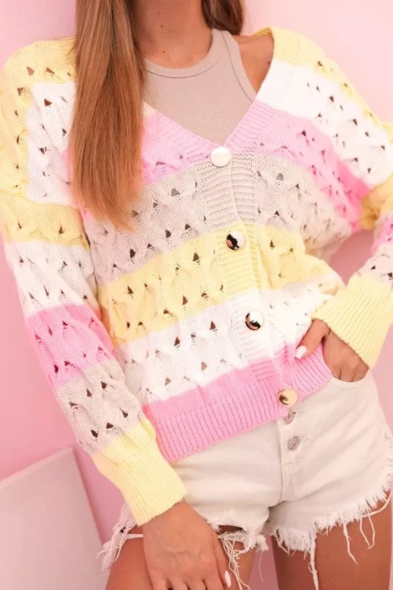 Moteriškas geltonos/rožinės spalvos megztinis Sweet