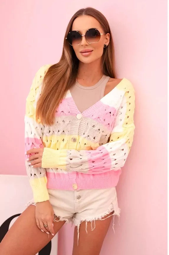 Moteriškas geltonos/rožinės spalvos megztinis Sweet