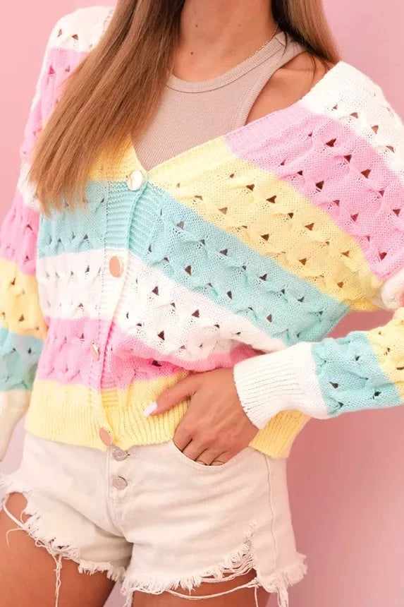 Moteriškas baltos/geltonos spalvos megztinis Sweet